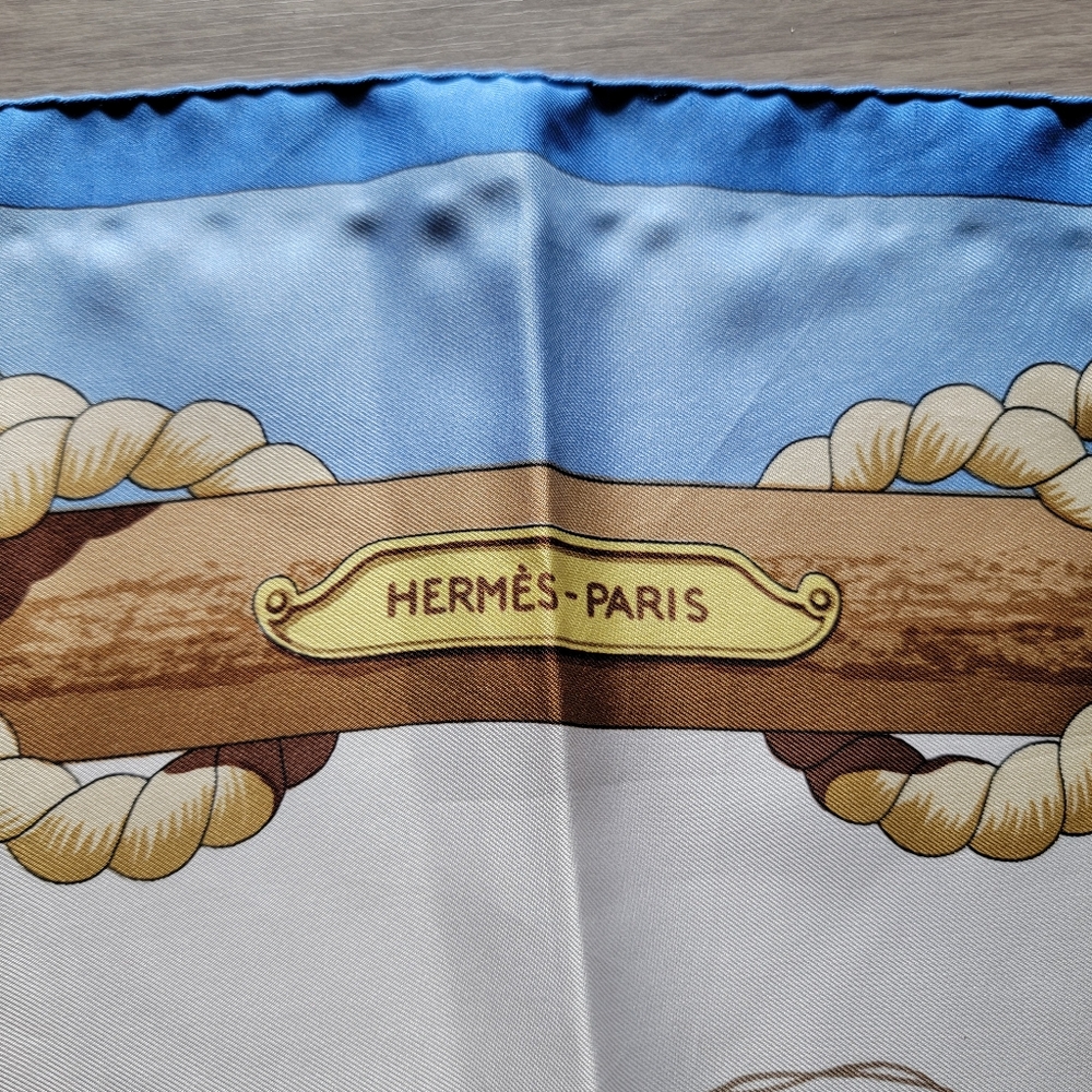 Sale🎉 RARE Authentic HERMES Nautical Themed Silk Scarf - Picture 4 of 9